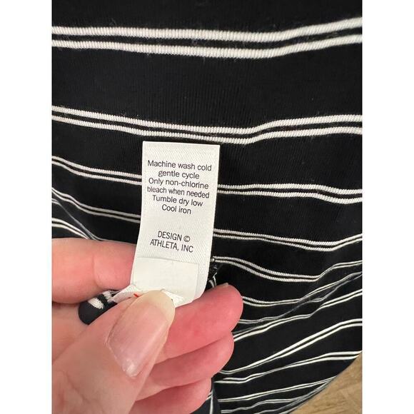 Athleta halter striped midi dress with built-in shelf bra athleisure casual - Picture 6 of 8